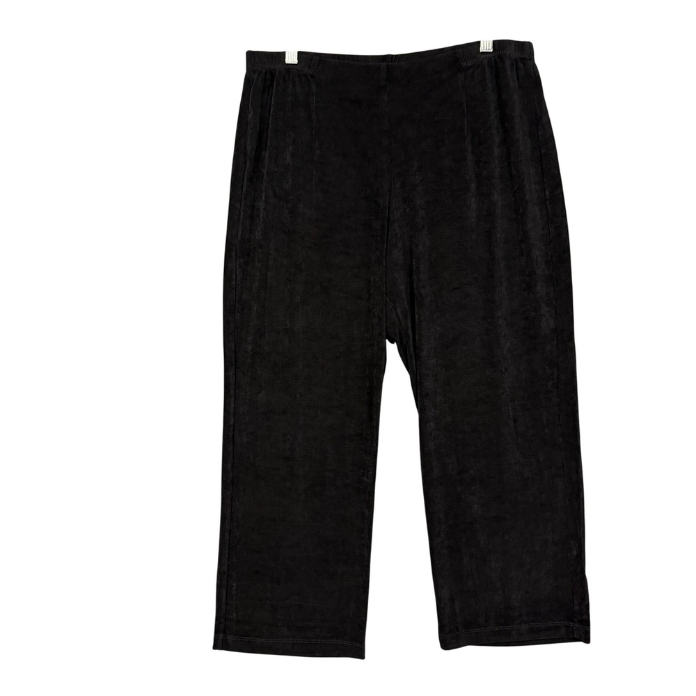 Chicos Travelers Slinky Knit Pants 3P Womens 16P Black Petite Pull On Straight